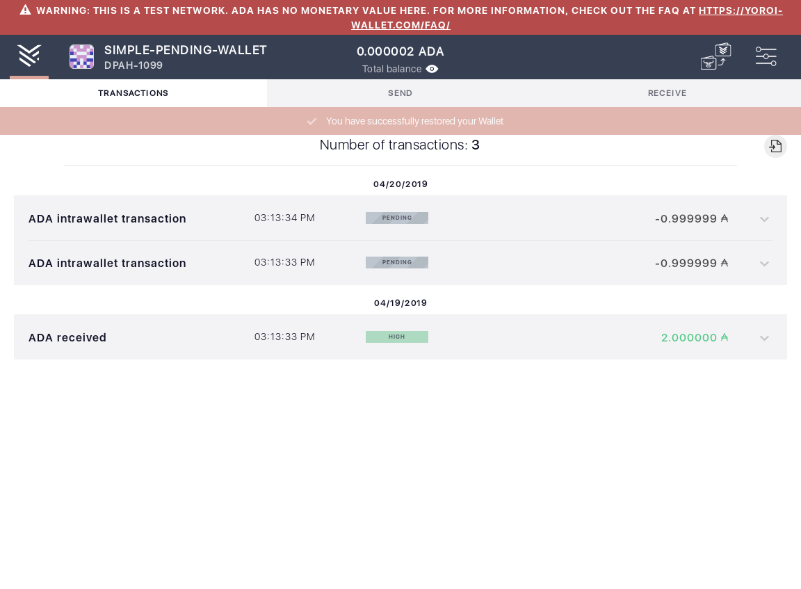 Open the tx history of a simple wallet IT102/3_15-I see the transactions summary.png