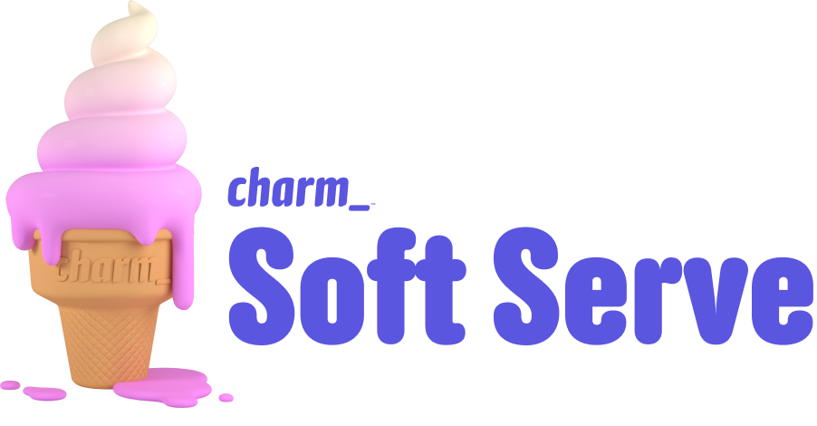 A nice rendering of some melting ice cream with the words ‘Charm Soft Serve’ next to it