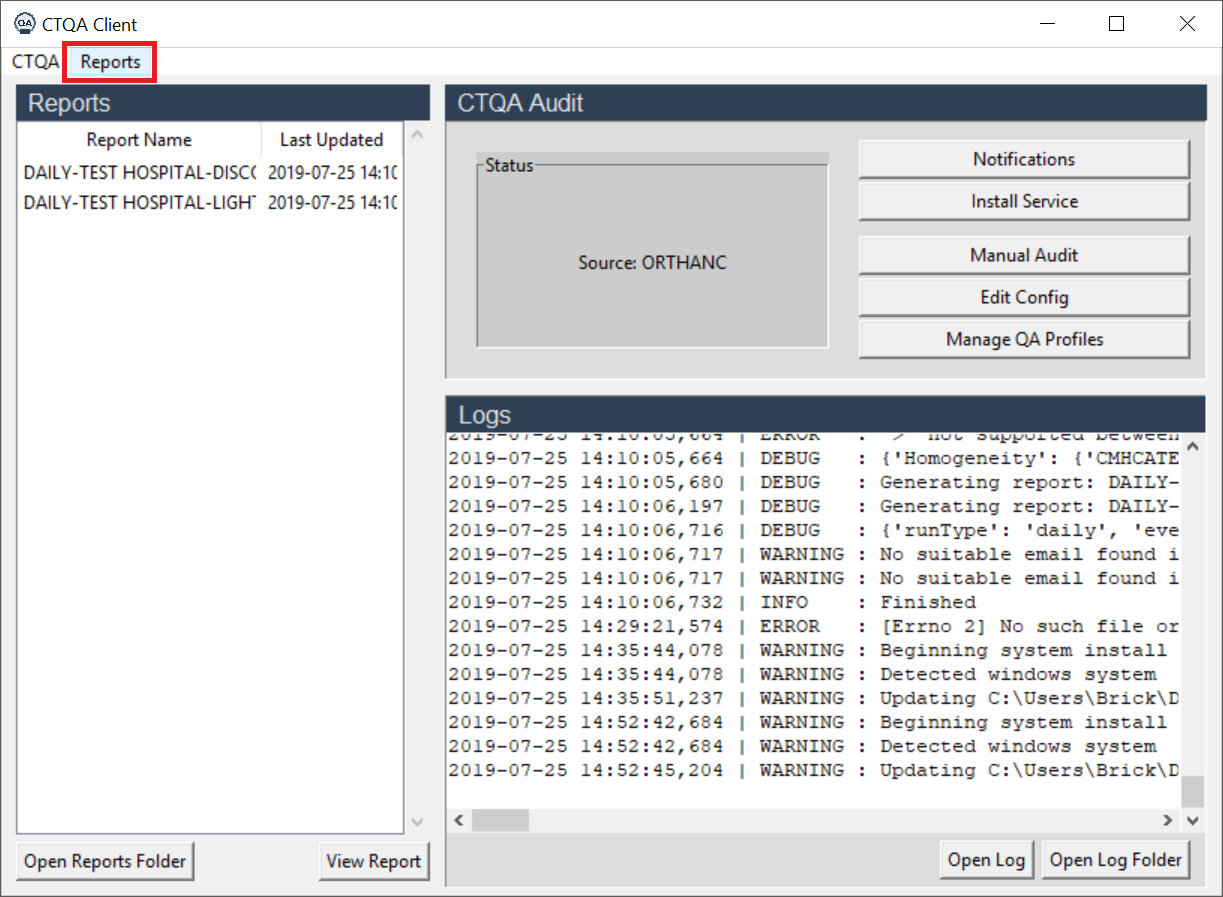 CTQA Regenerate Reports