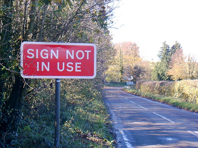 sign not in use