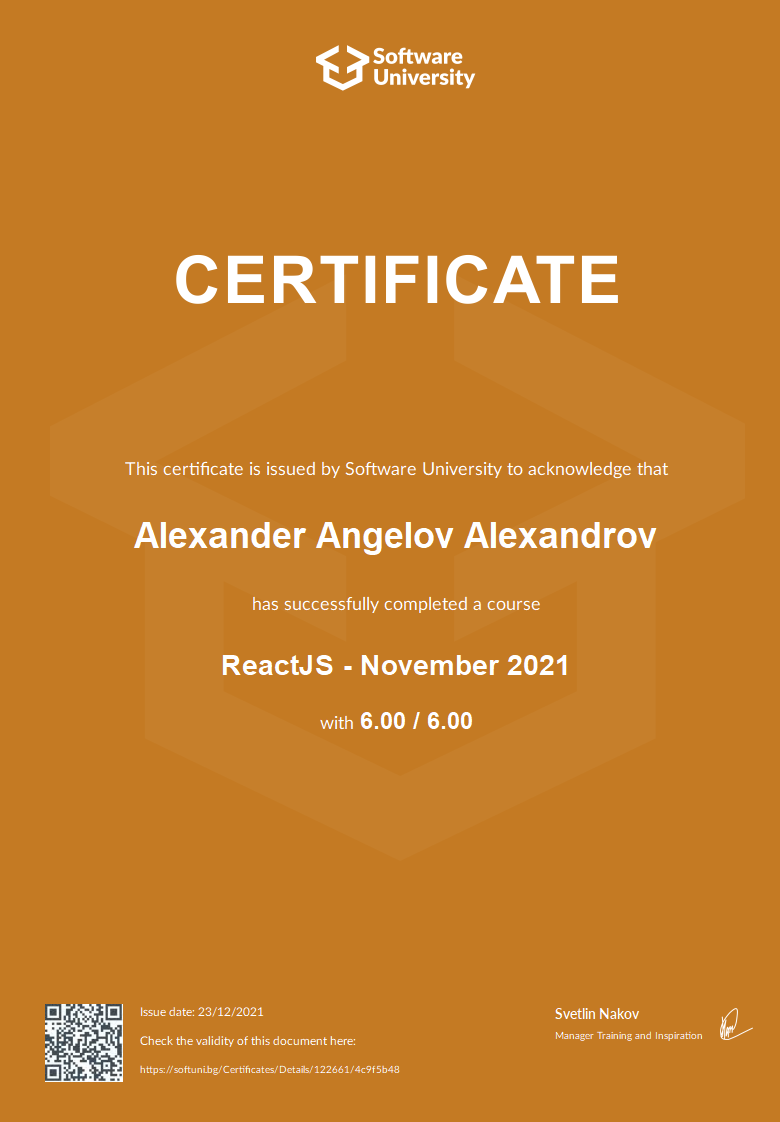 ReactJS Certificate