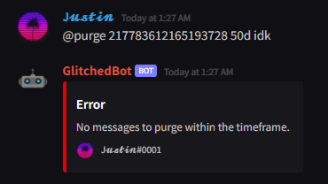 0 messages to purge within timeframe