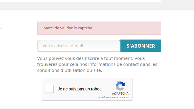 Captcha on newsletter subscription form