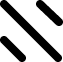 glyph consisting of three diagonal lines tilting to the left