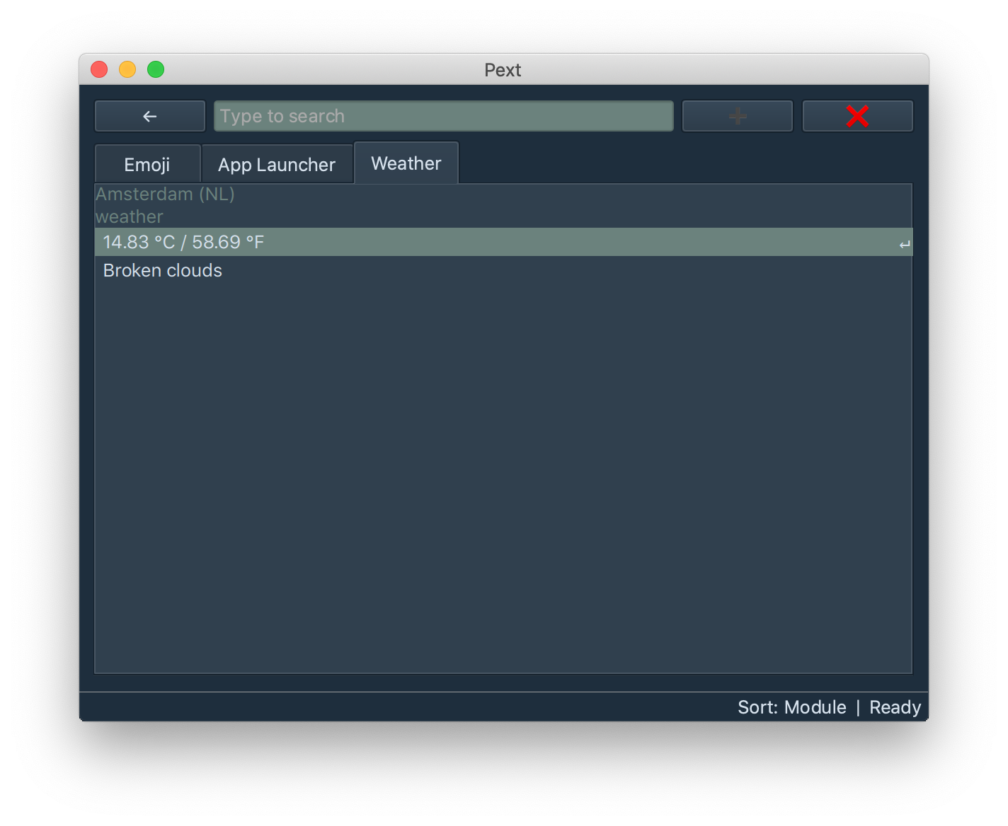 Pext running the weather module