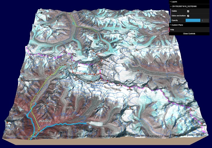 3D digital elevation model of Mount Everest