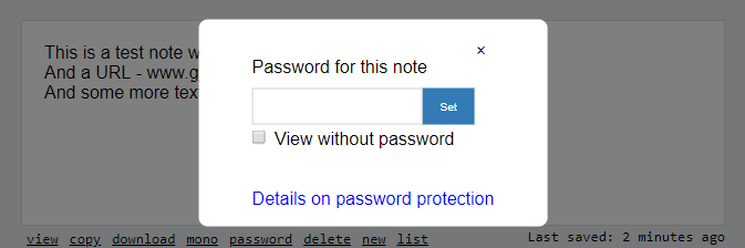 password protection screenshot