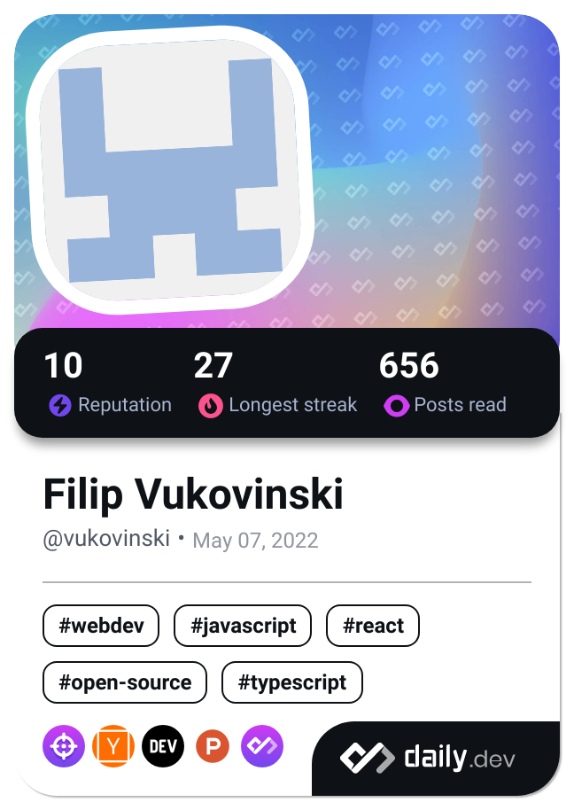 Filip Vukovinski's Dev Card