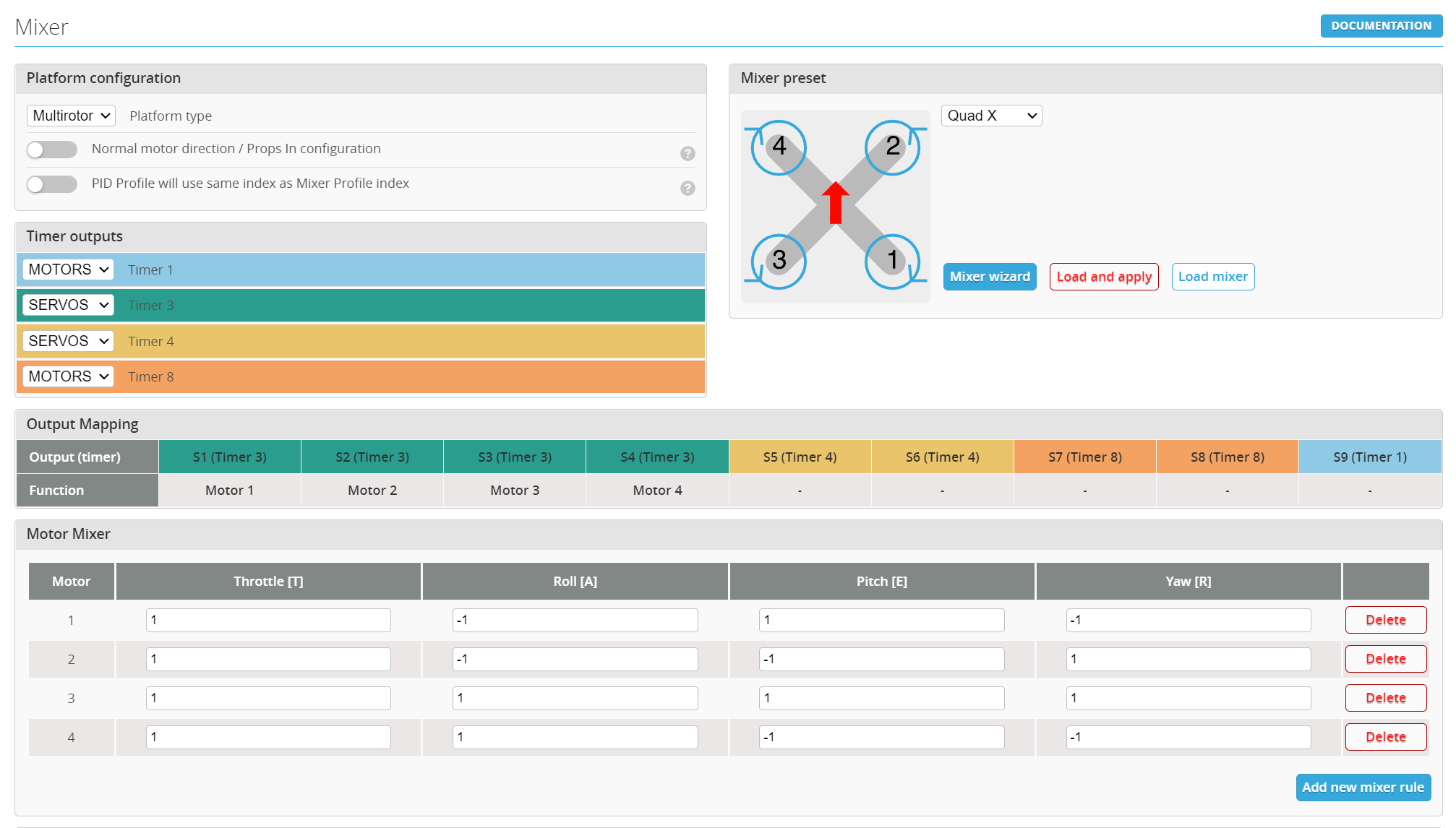 INAV output assignment