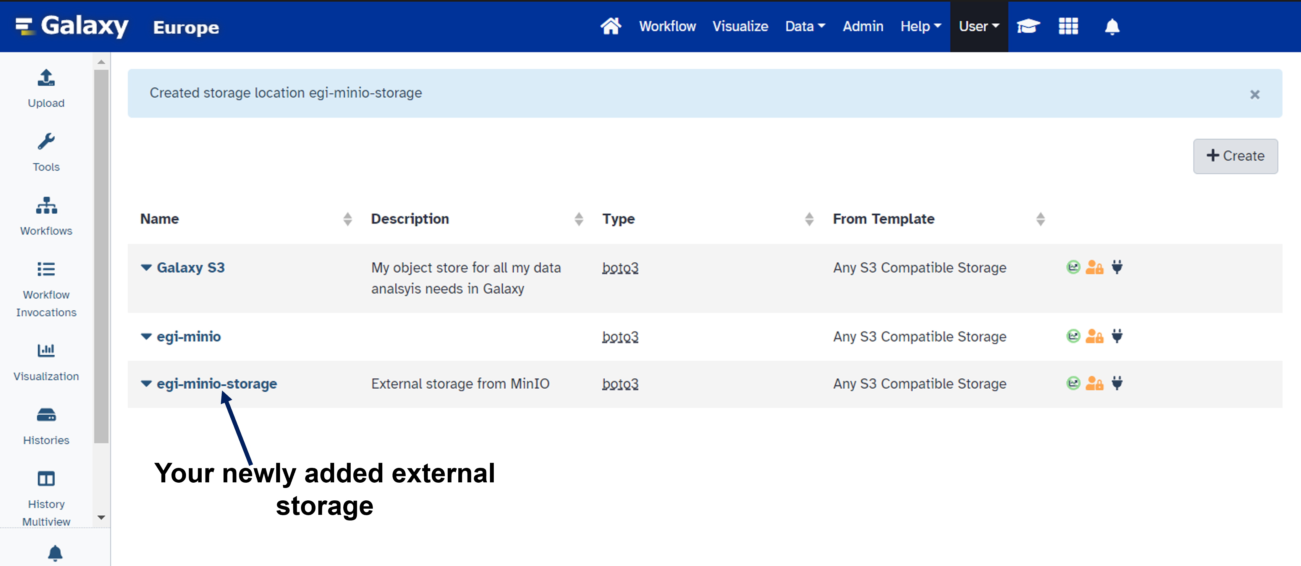 Newly added external storage.