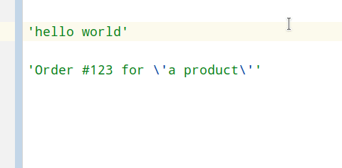 Change a single-quoted string literal to have double quotes example