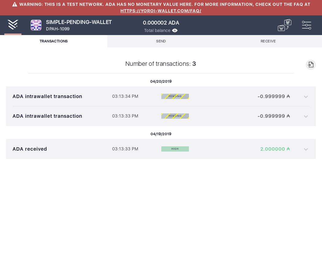 Open the tx history of an already loaded wallet IT105/5_55-I see the transactions summary.png