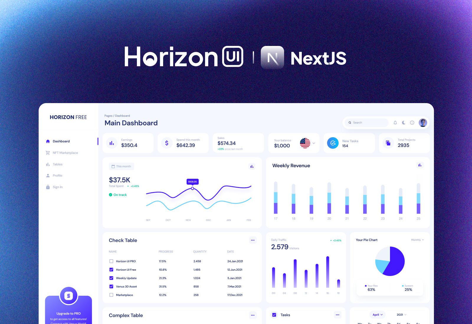 Horizon UI Tailwind CSS NextJS