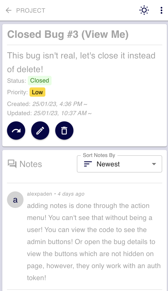 mobile notes view