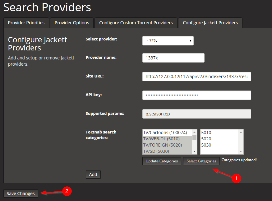 Save Jackett provider