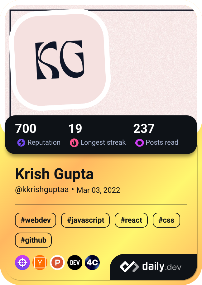 krish's Dev Card