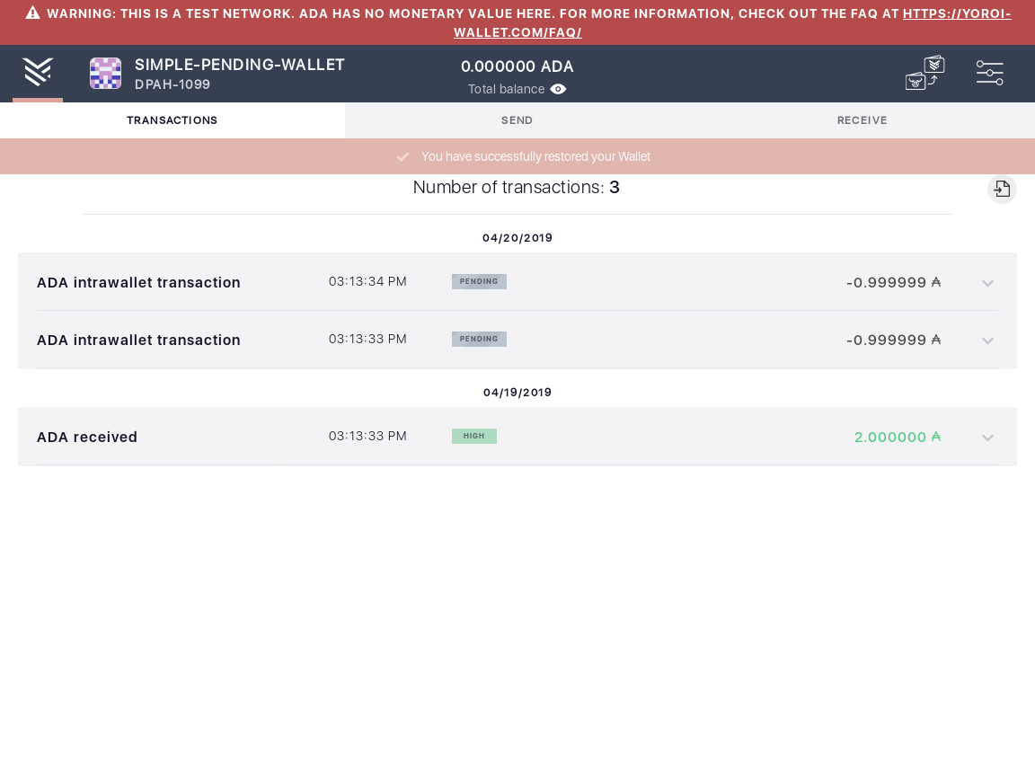 Open the tx history of a simple wallet IT102/3_15-I see the transactions summary.png