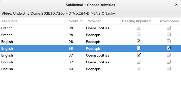 Choose subtitles