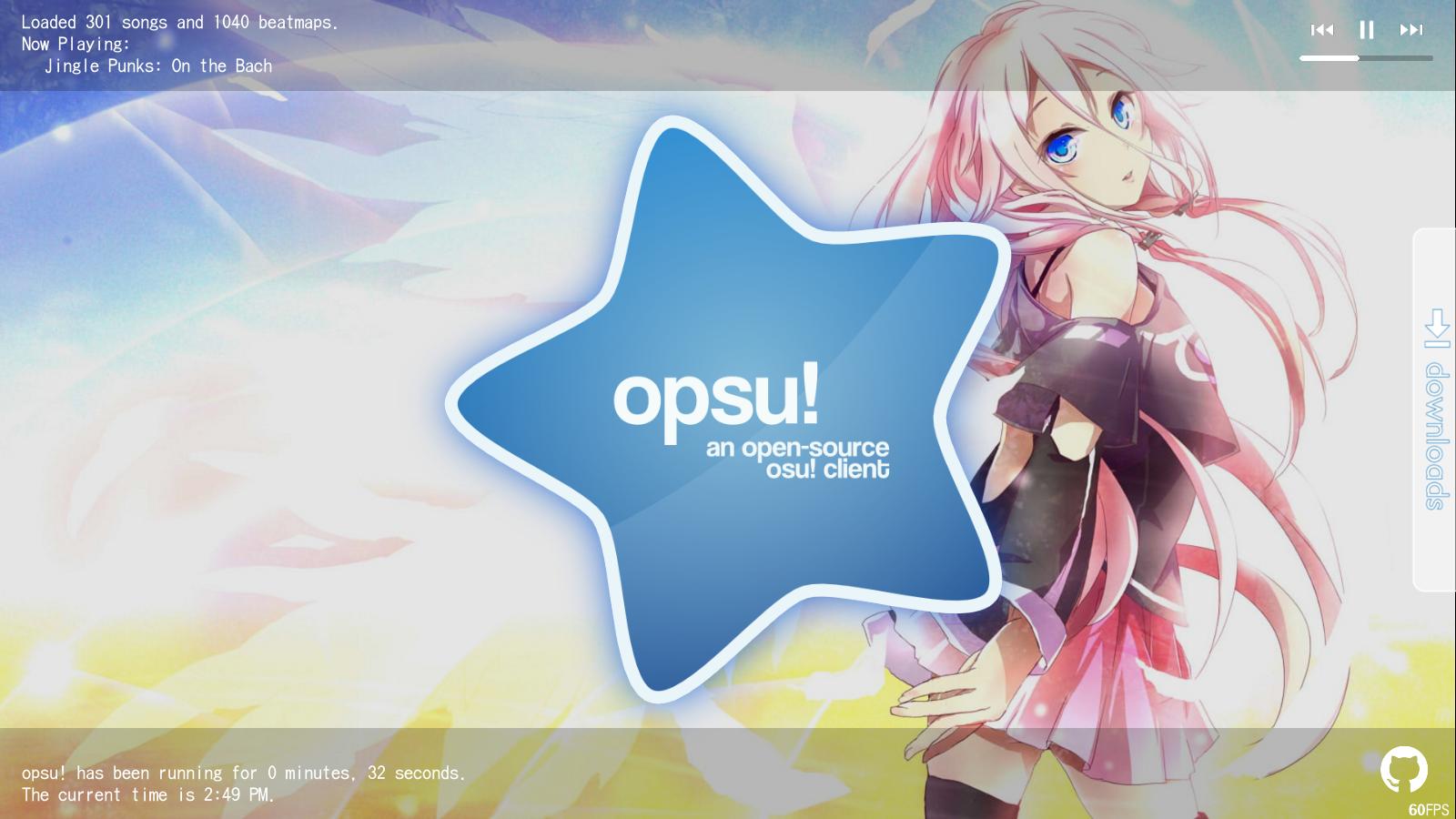 opsu! Main Menu (first version)