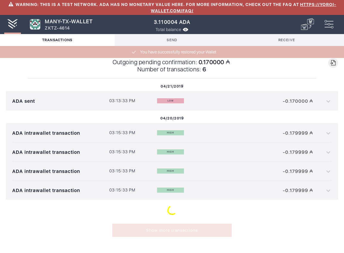 User can send funds from one Yoroi wallet to another IT54/12_29-I should see the summary screen.png