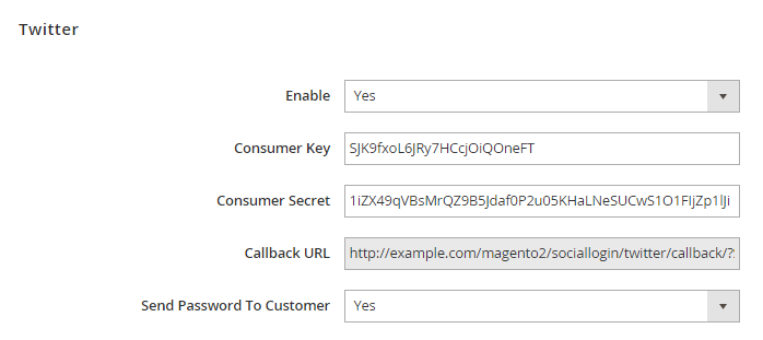 Magento 2 social login with  twitter sign-in button