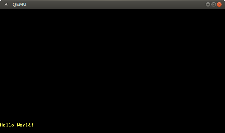 QEMU printing “Hello World!”