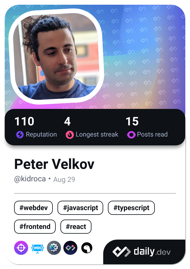 Peter Velkov's Dev Card