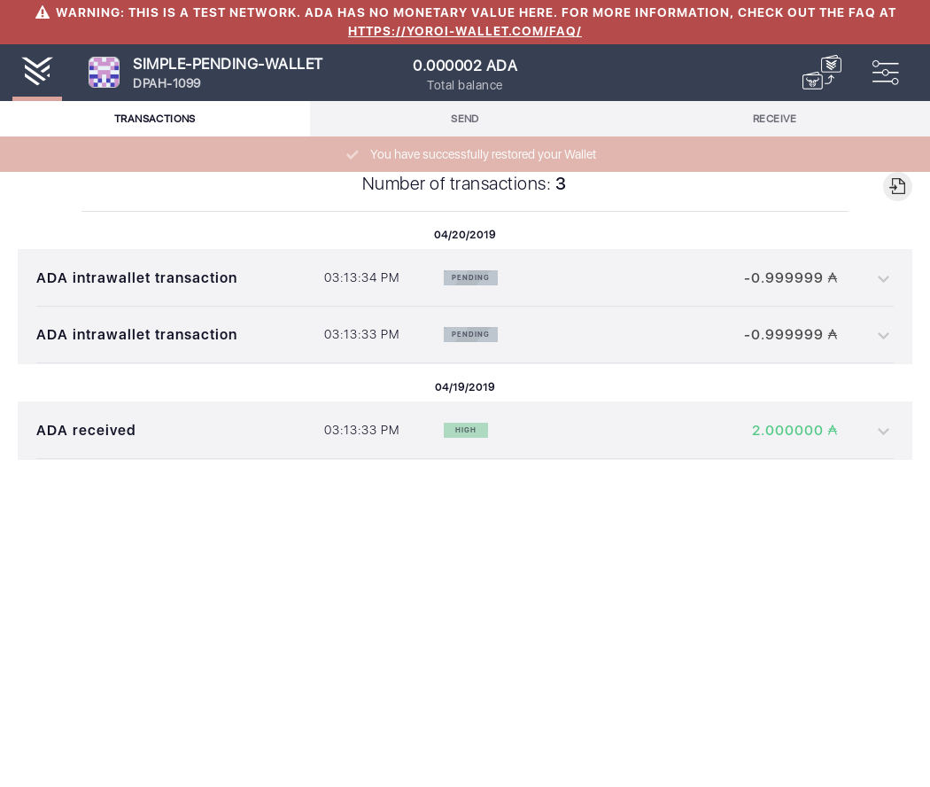 Open the tx history of a simple wallet IT102/3_15-I see the transactions summary.png