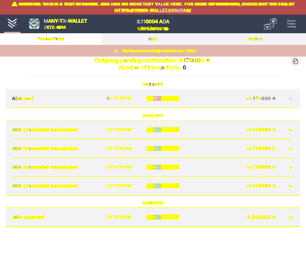 Open the tx history of a complex wallet IT103/5_41-I should see transactions.png