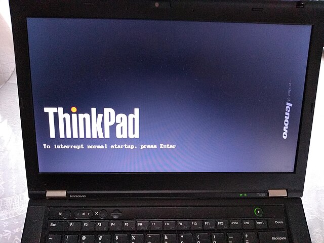 640px Lenovo ThinkPad T430 UEFI BIOS 1.16 splash screen