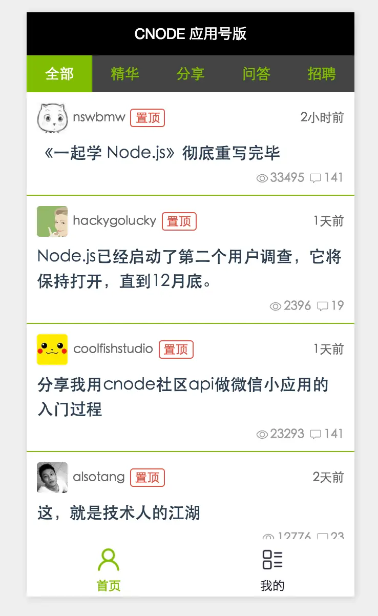 Cnode中文网的小程序