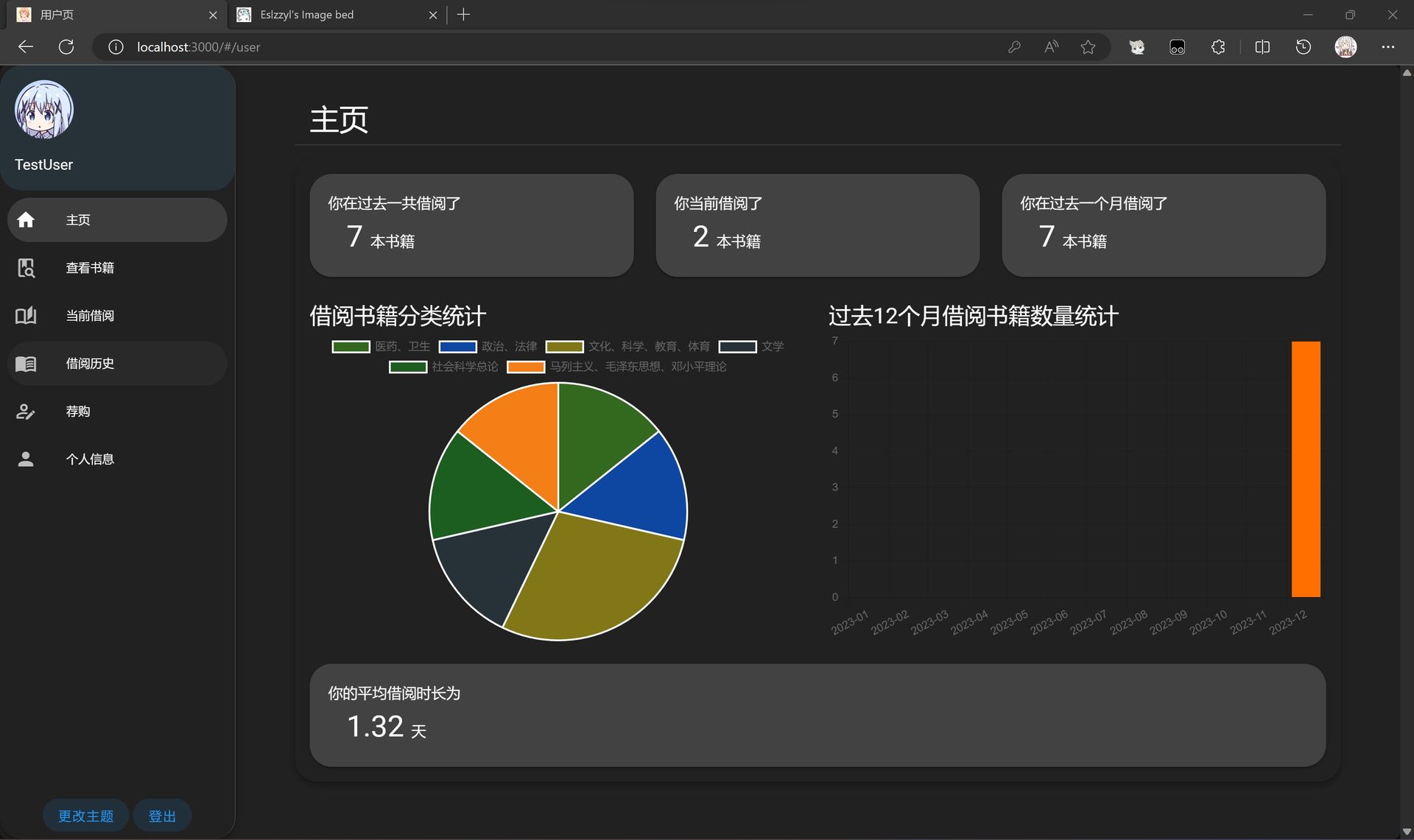 深色主题的用户主页