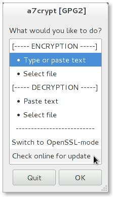 a7crypt running on Linux