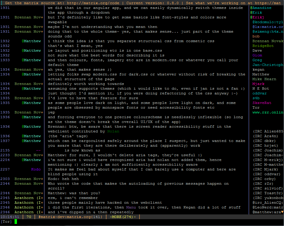 weechat ncurses cli screenshot