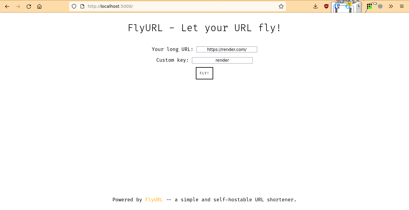 FlyURL Homepage