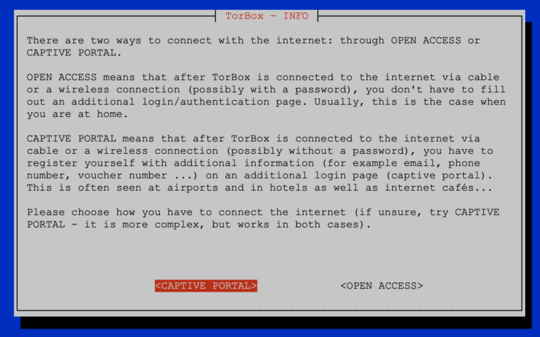 Is TorBox behind a Captive Portal?