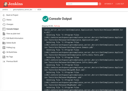 Screenshot jenkins-material-theme console