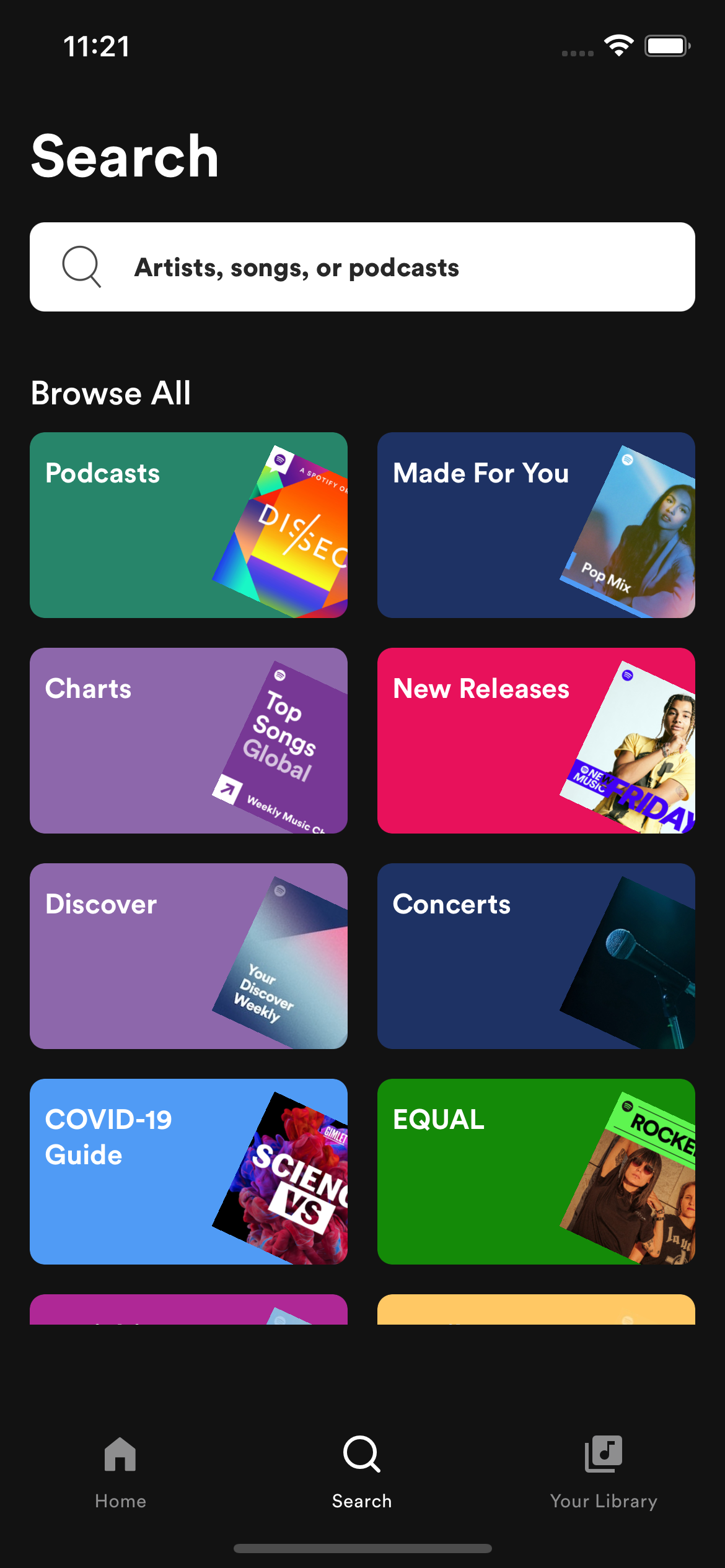 Spotify Search Screen