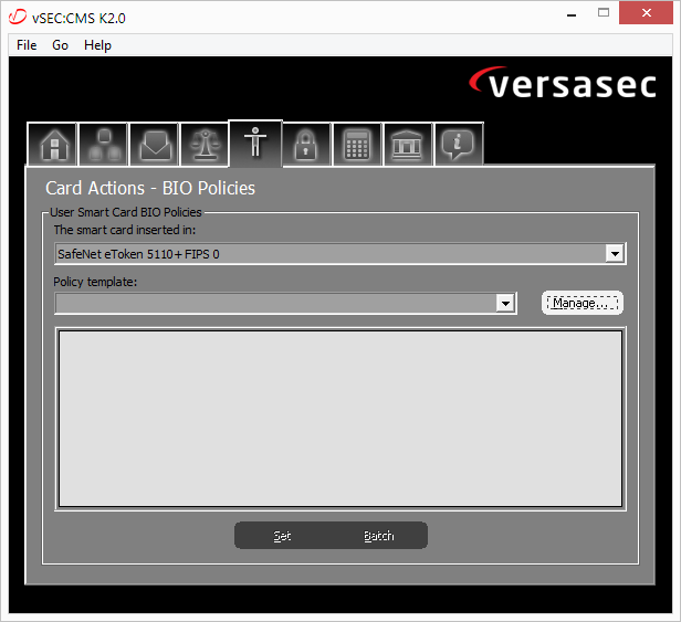 VersaSec vSEC_CMS_K running on Windows 7.