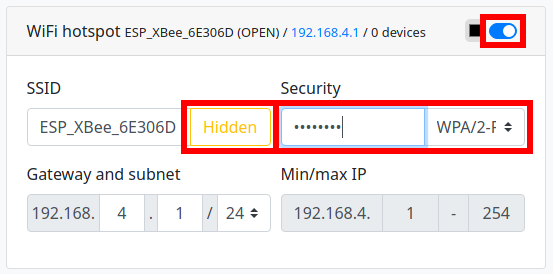 WiFi hotspot settings