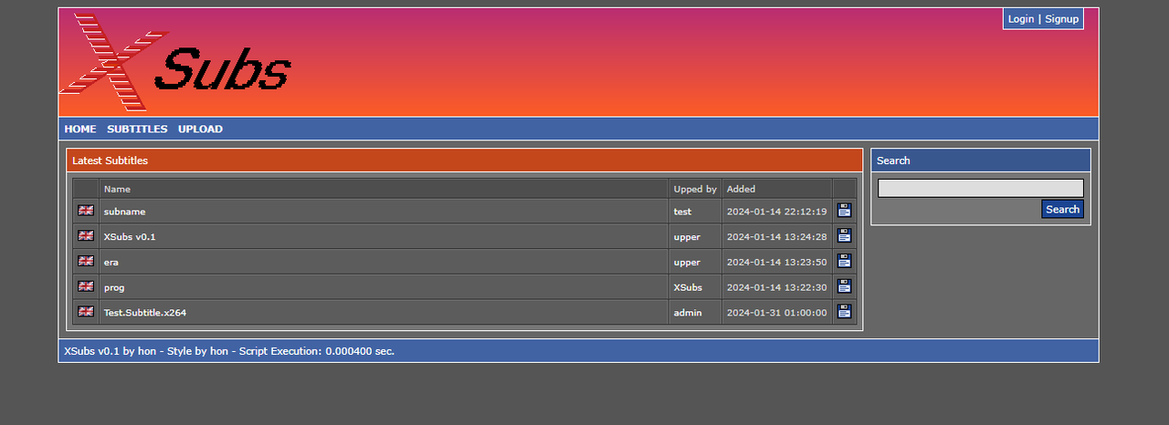 XSubs Homepage