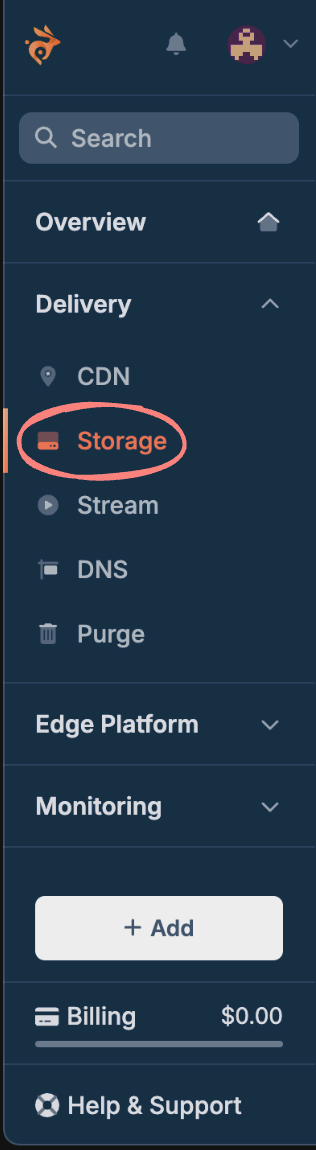 Create a storage zone