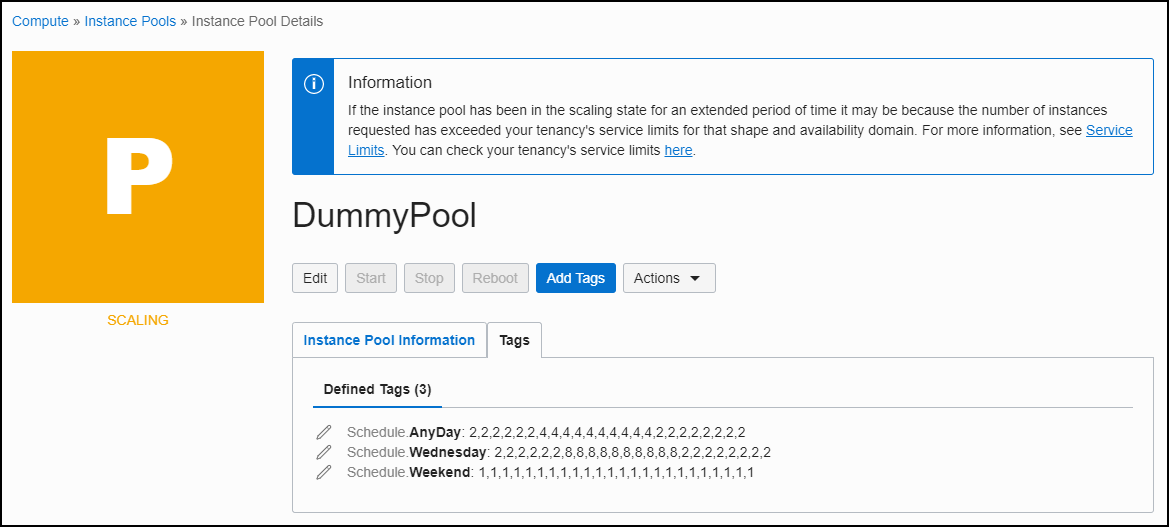 Scaling Example Instance Pool