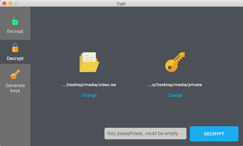 Cypt running on Mac OS.