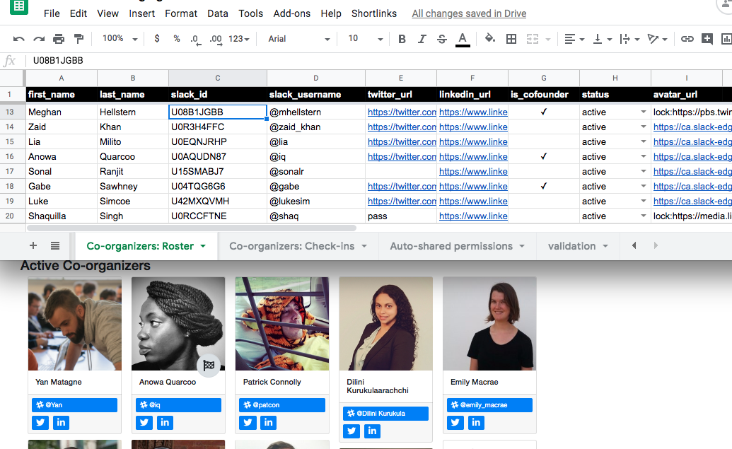 Screenshot of spreadsheet and rendered grid