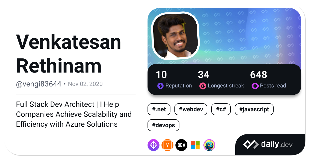 Venkatesan Rethinam's Dev Card