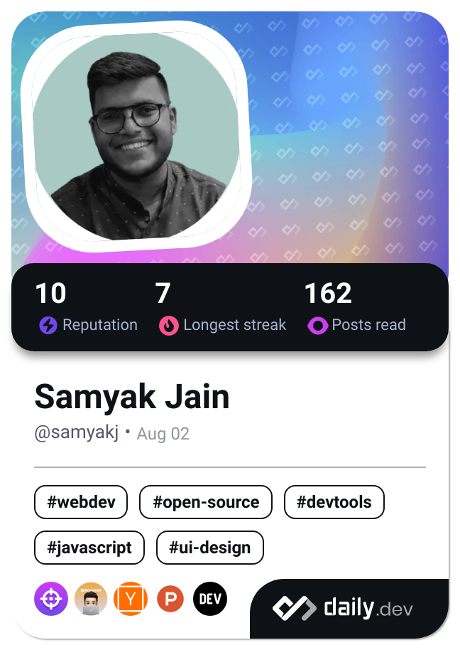 Samyak Jain's Dev Card