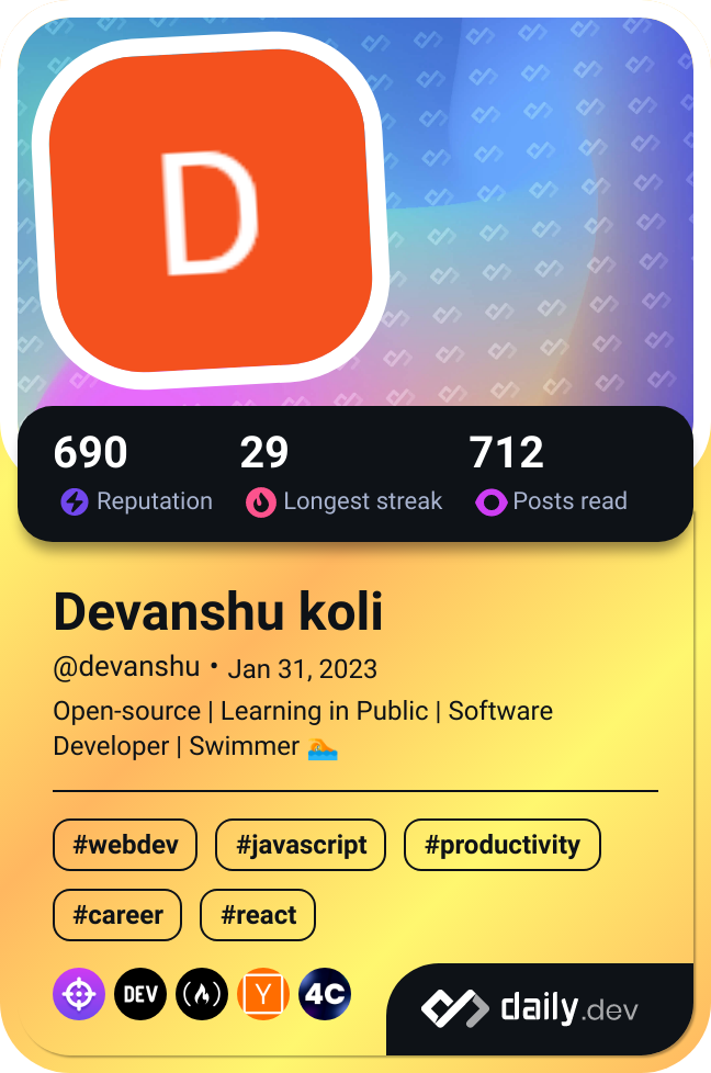 Devanshu koli's Dev Card