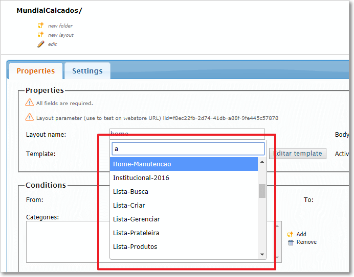 VTEX - Select template by text search