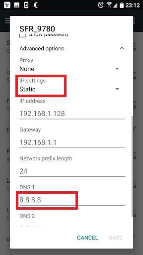 Change DNS 1 value